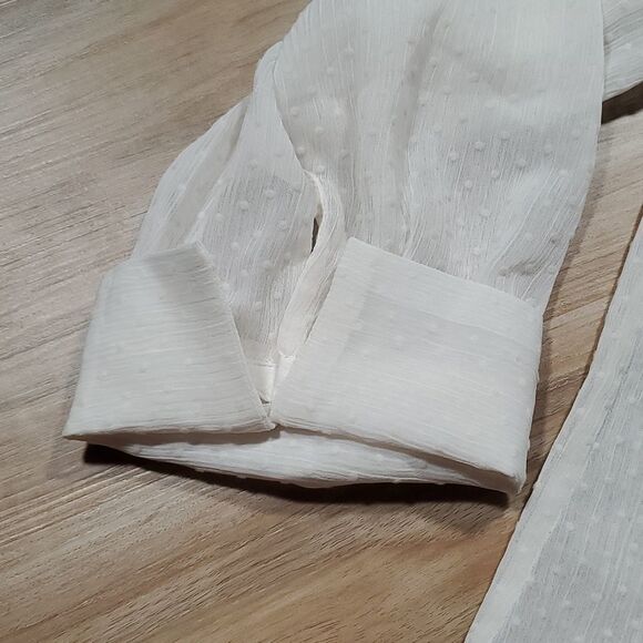 🔥NWT Banana Republic Cream Swiss Dotted Long Sleeve Top Small - Picture 4 of 11